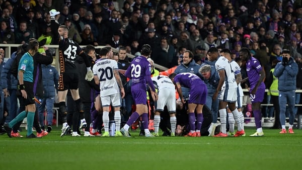 Fiorentina's Edoardo Bove awake after collapsing on the pitch