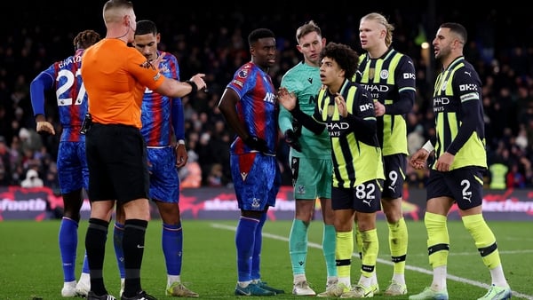 Rico Lewis scores equaliser before being sent off as Manchester City held by Crystal Palace